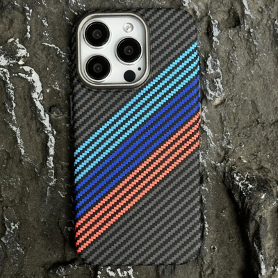 Sleek Embossed Carbon Fiber Stripes – Stylish & Durable Phone Case