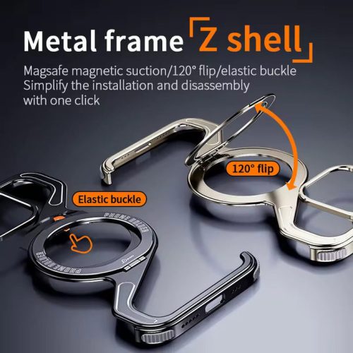 Magnetic Z-Shaped Non-Slip Metal Rotating Case With Kickstand photo review